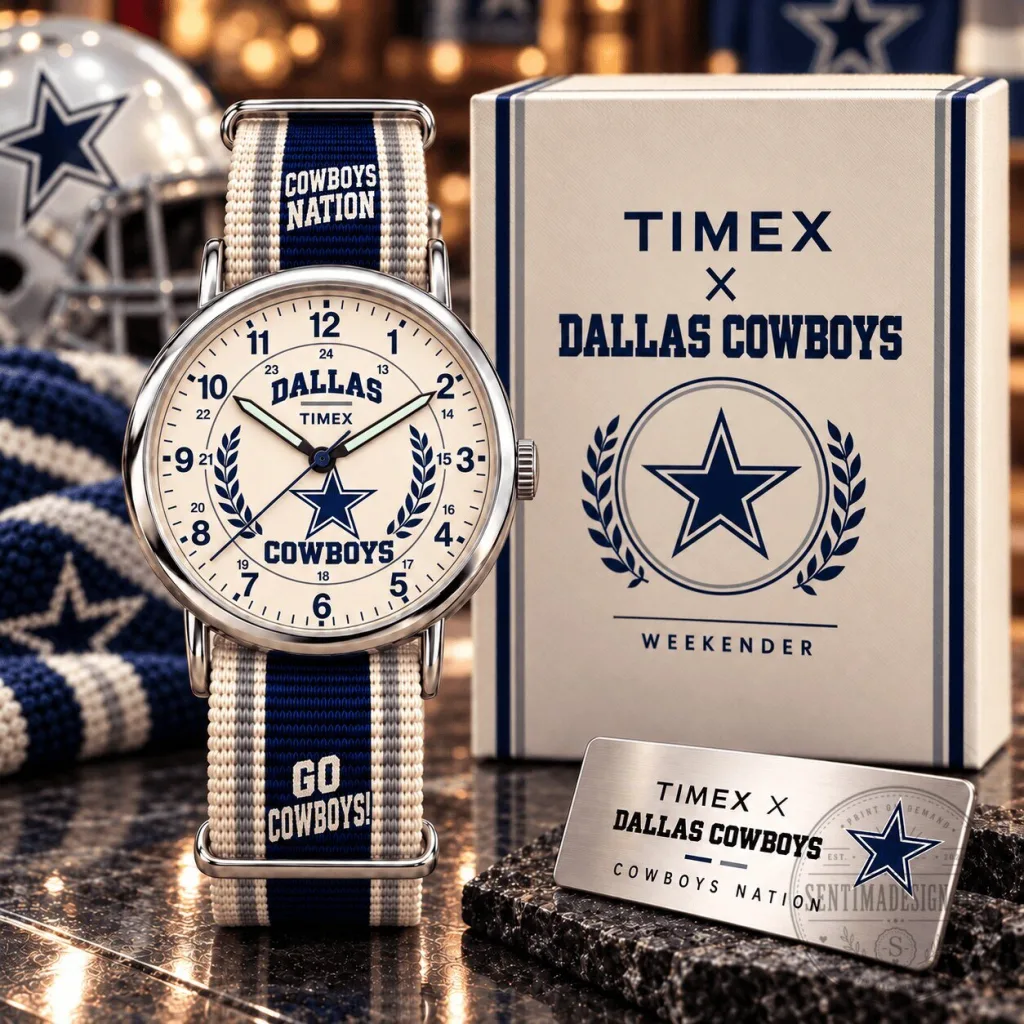 Dallas Cowboys Timex Weekender Cream Dial Watch with Striped Nylon Strap Dallas Cowboys Timex Weekender Cream Dial Watch with Striped Nylon Strap