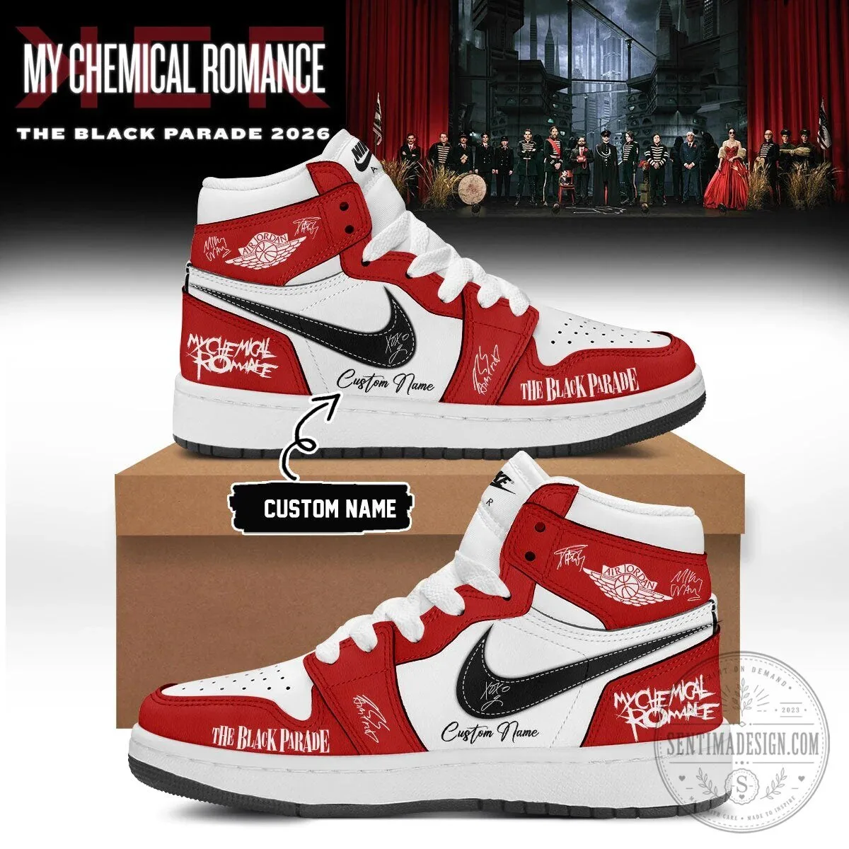My Chemical Romance The Black Parade Rock Band Custom Name Sneakers Shoes
