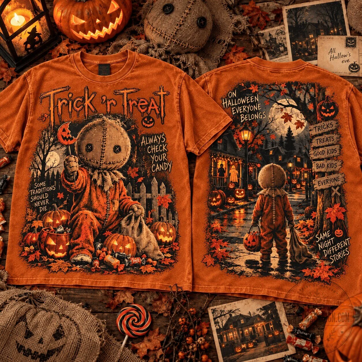 Trick 'r Treat Sam Pumpkin Night Vintage Halloween T-Shirt
