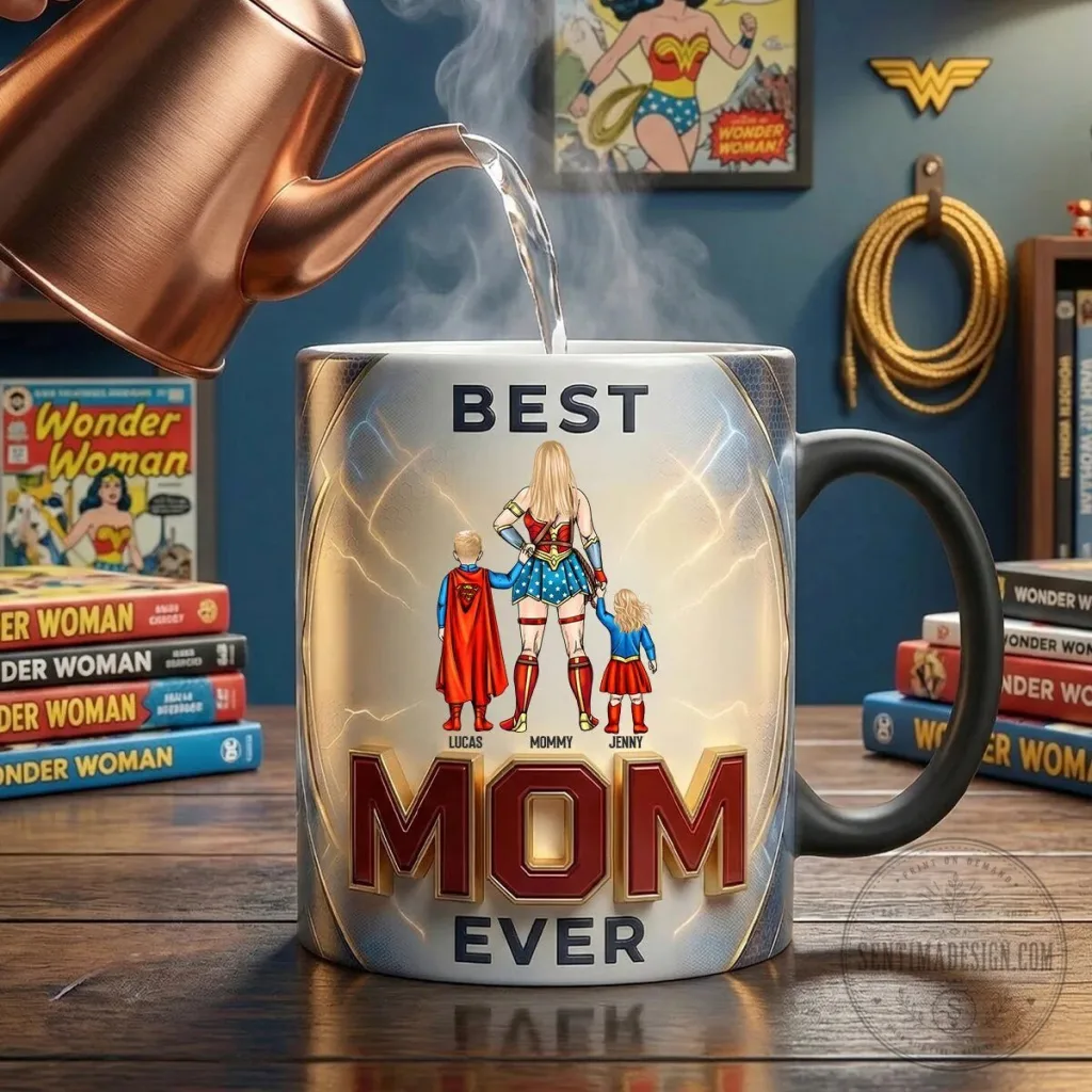 Wonder Woman Best Mom Ever Personalized Coffee Mug Wonder Woman Best Mom Ever Personalized Coffee Mug
