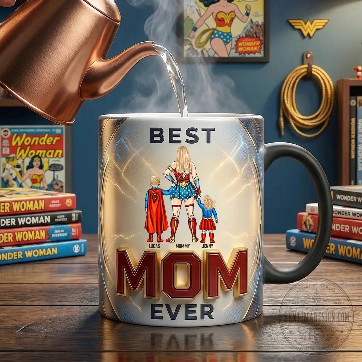 Wonder Woman Best Mom Ever Personalized Coffee Mug