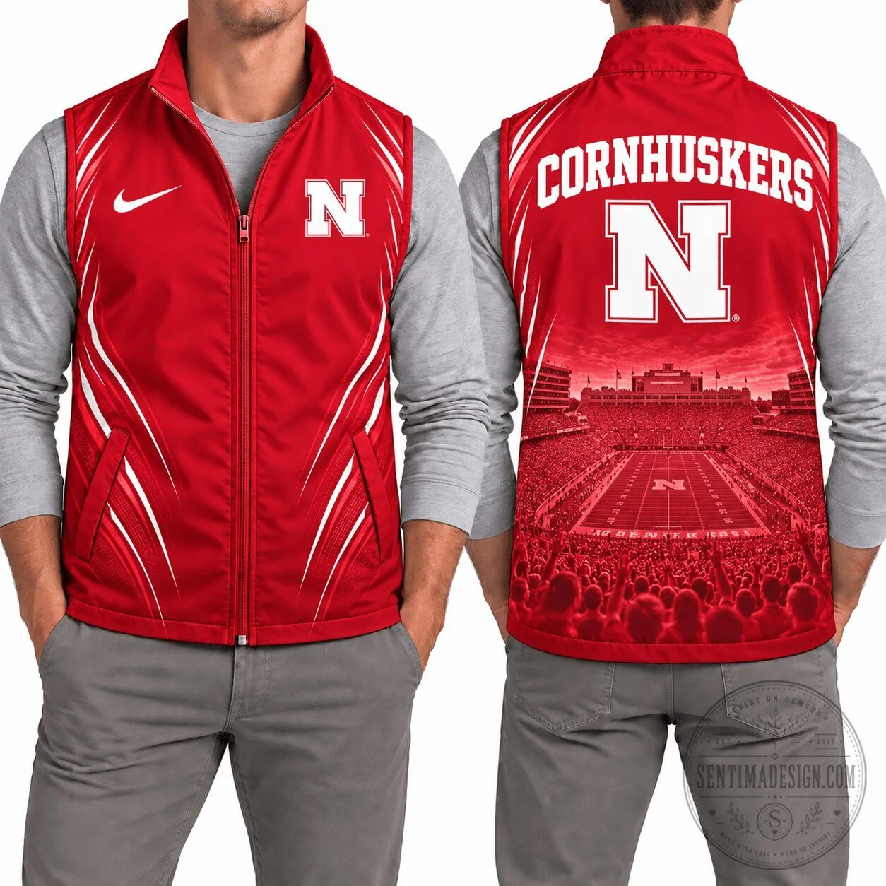 Nebraska Cornhuskers Nike Red Full-Zip Sleeveless Vest Jacket