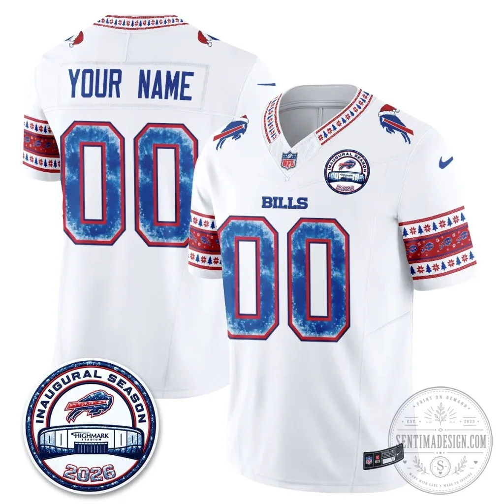 Buffalo Bills Christmas Edition Inaugural Season 2026 Custom Football Jersey Buffalo Bills Christmas Edition Inaugural Season 2026 Custom Football Jersey