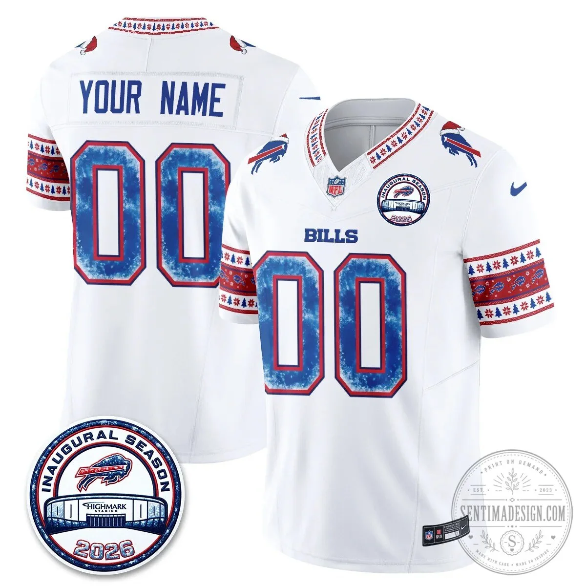 Buffalo Bills Christmas Edition Inaugural Season 2026 Custom Football Jersey