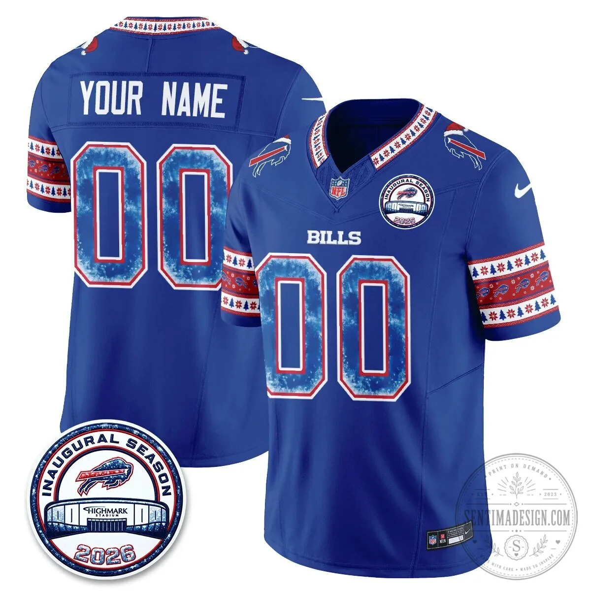Buffalo Bills Christmas Edition Inaugural Season 2026 Custom Football Jersey 9 Buffalo Bills Christmas Edition Inaugural Season 2026 Custom Football Jersey