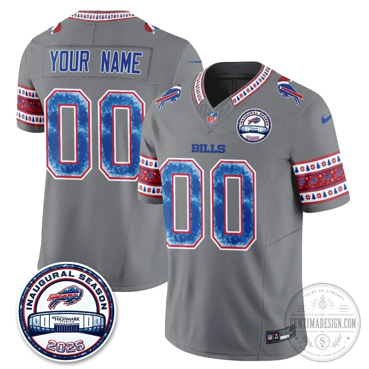Buffalo Bills Christmas Edition Inaugural Season 2026 Custom Football Jersey 11 Buffalo Bills Christmas Edition Inaugural Season 2026 Custom Football Jersey
