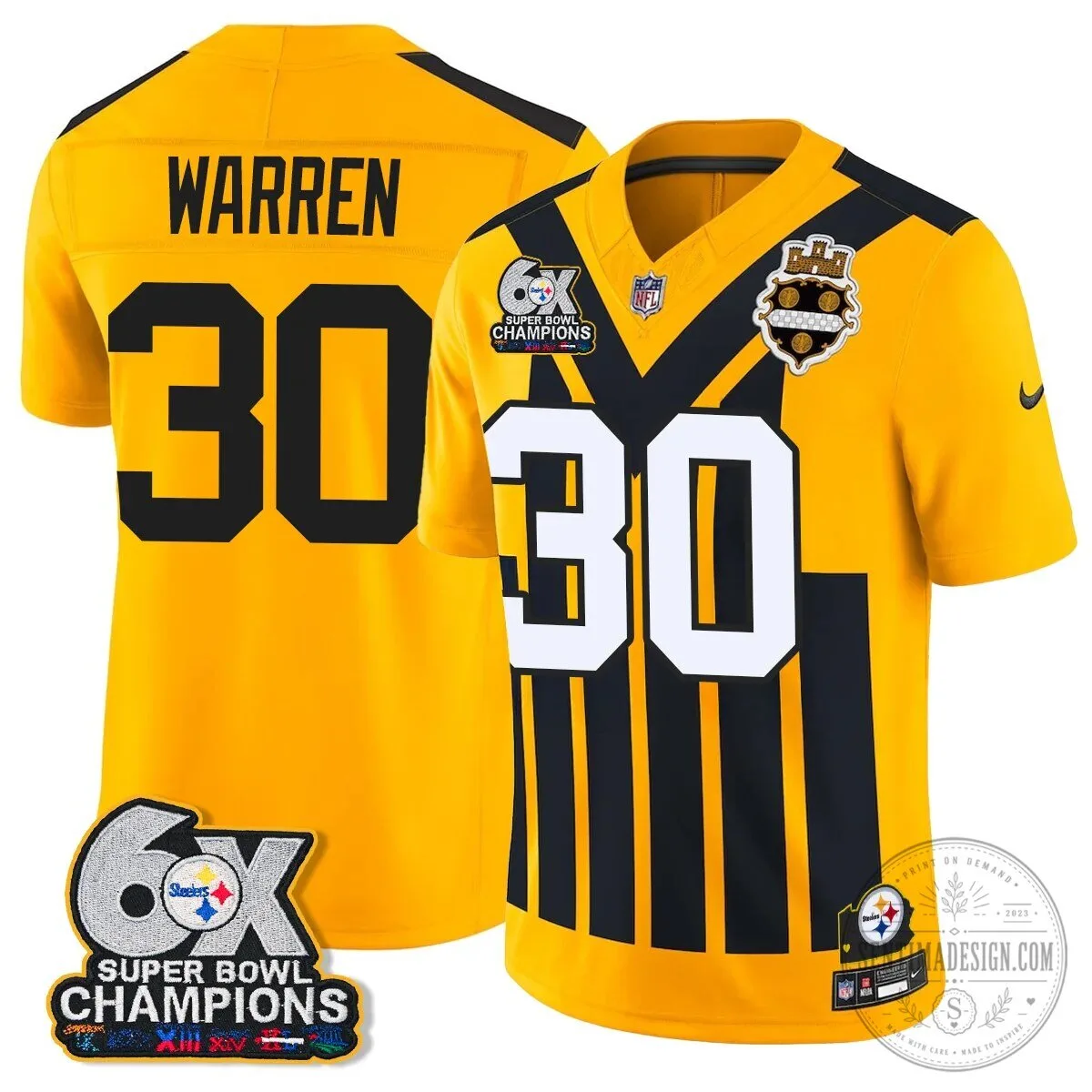 Pittsburgh Steelers TJ Watt Six Times Super Bowl Champions Football Jersey 43 Pittsburgh Steelers TJ Watt Six Times Super Bowl Champions Football Jersey