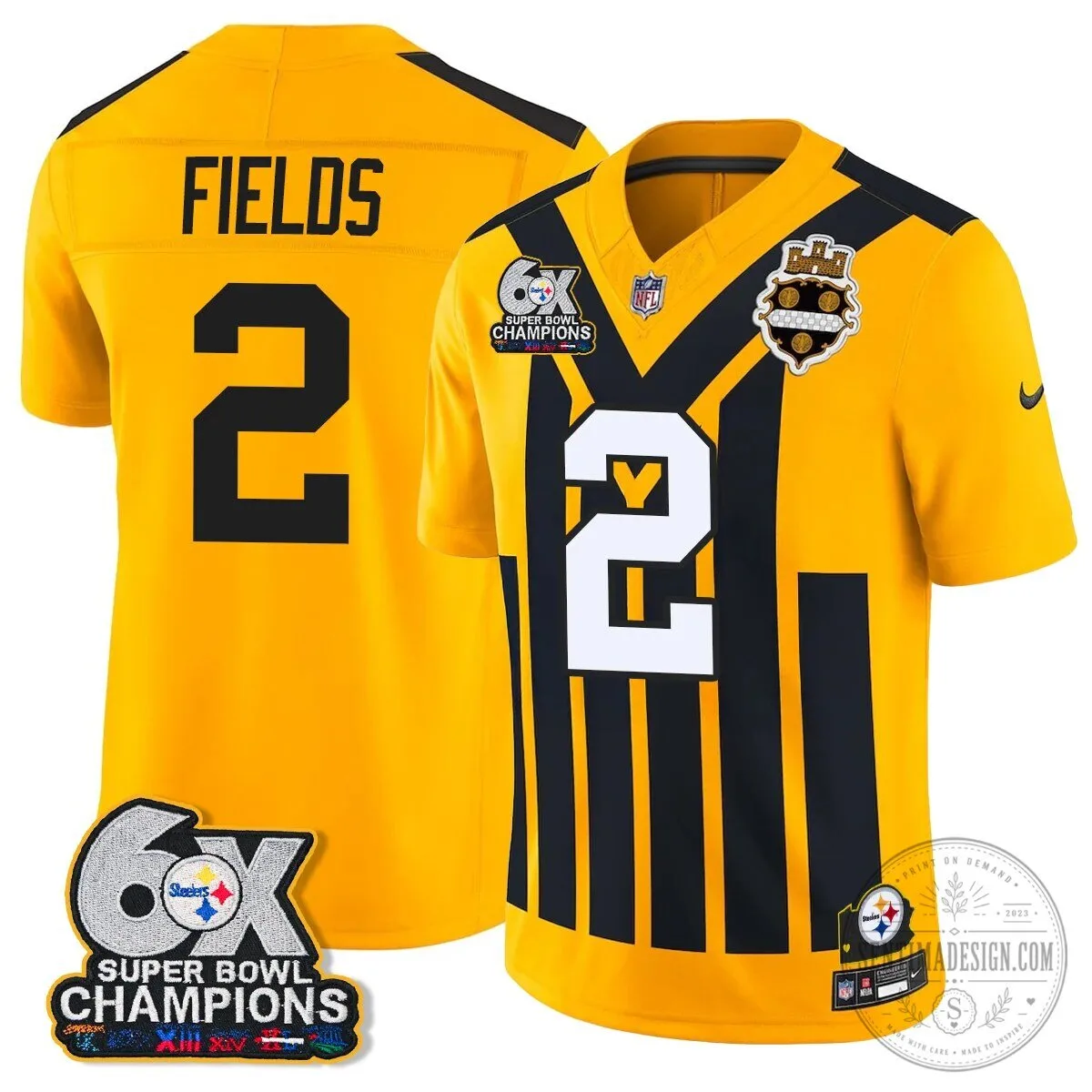 Pittsburgh Steelers TJ Watt Six Times Super Bowl Champions Football Jersey 46 Pittsburgh Steelers TJ Watt Six Times Super Bowl Champions Football Jersey