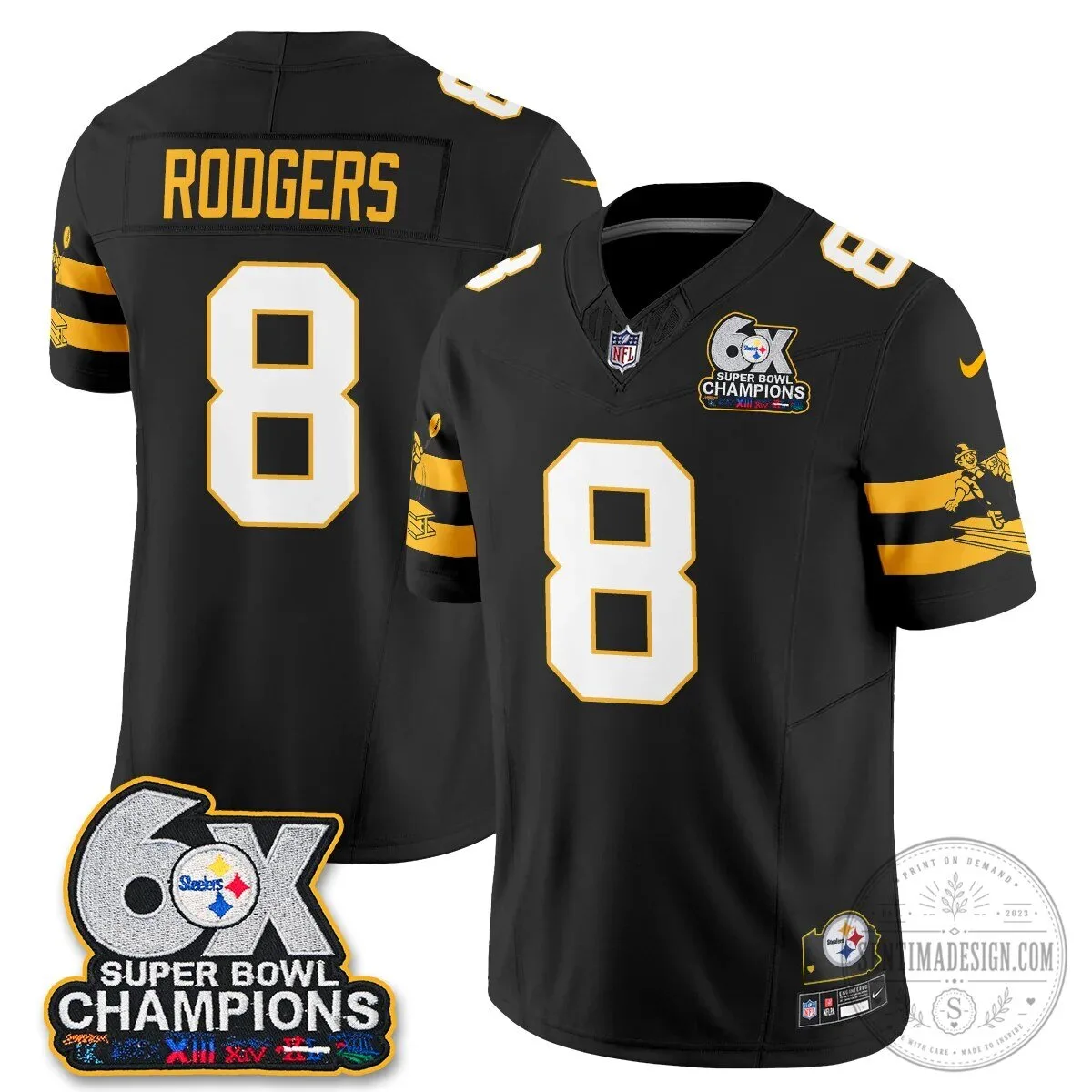 Pittsburgh Steelers TJ Watt Six Times Super Bowl Champions Football Jersey 53 Pittsburgh Steelers TJ Watt Six Times Super Bowl Champions Football Jersey