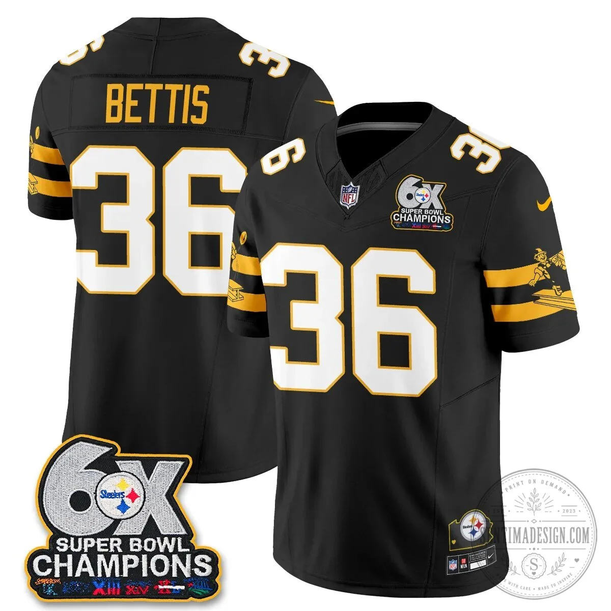 Pittsburgh Steelers TJ Watt Six Times Super Bowl Champions Football Jersey 62 Pittsburgh Steelers TJ Watt Six Times Super Bowl Champions Football Jersey