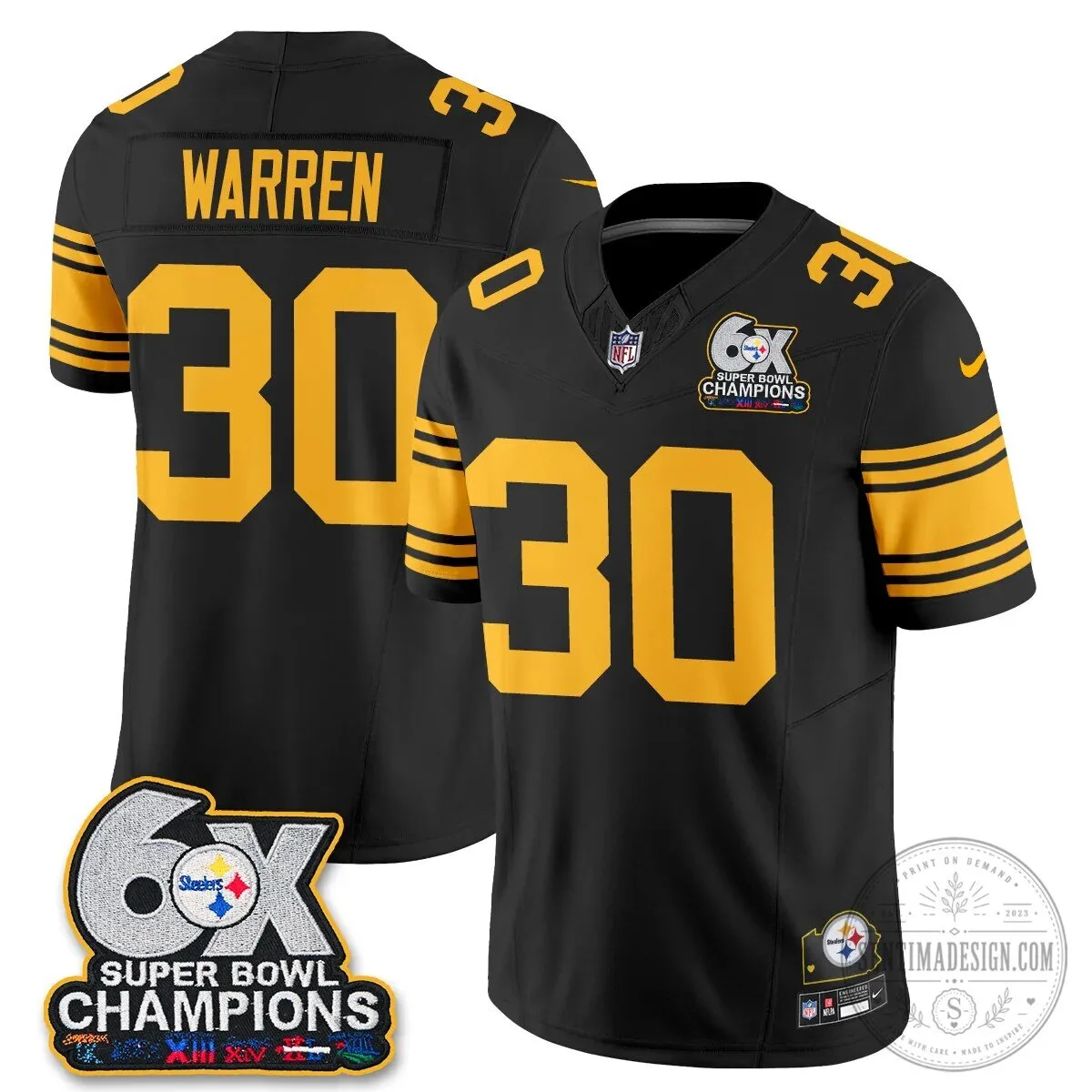 Pittsburgh Steelers TJ Watt Six Times Super Bowl Champions Football Jersey 67 Pittsburgh Steelers TJ Watt Six Times Super Bowl Champions Football Jersey