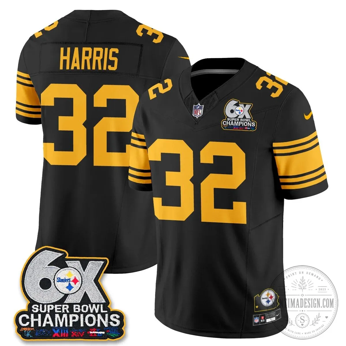 Pittsburgh Steelers TJ Watt Six Times Super Bowl Champions Football Jersey 69 Pittsburgh Steelers TJ Watt Six Times Super Bowl Champions Football Jersey