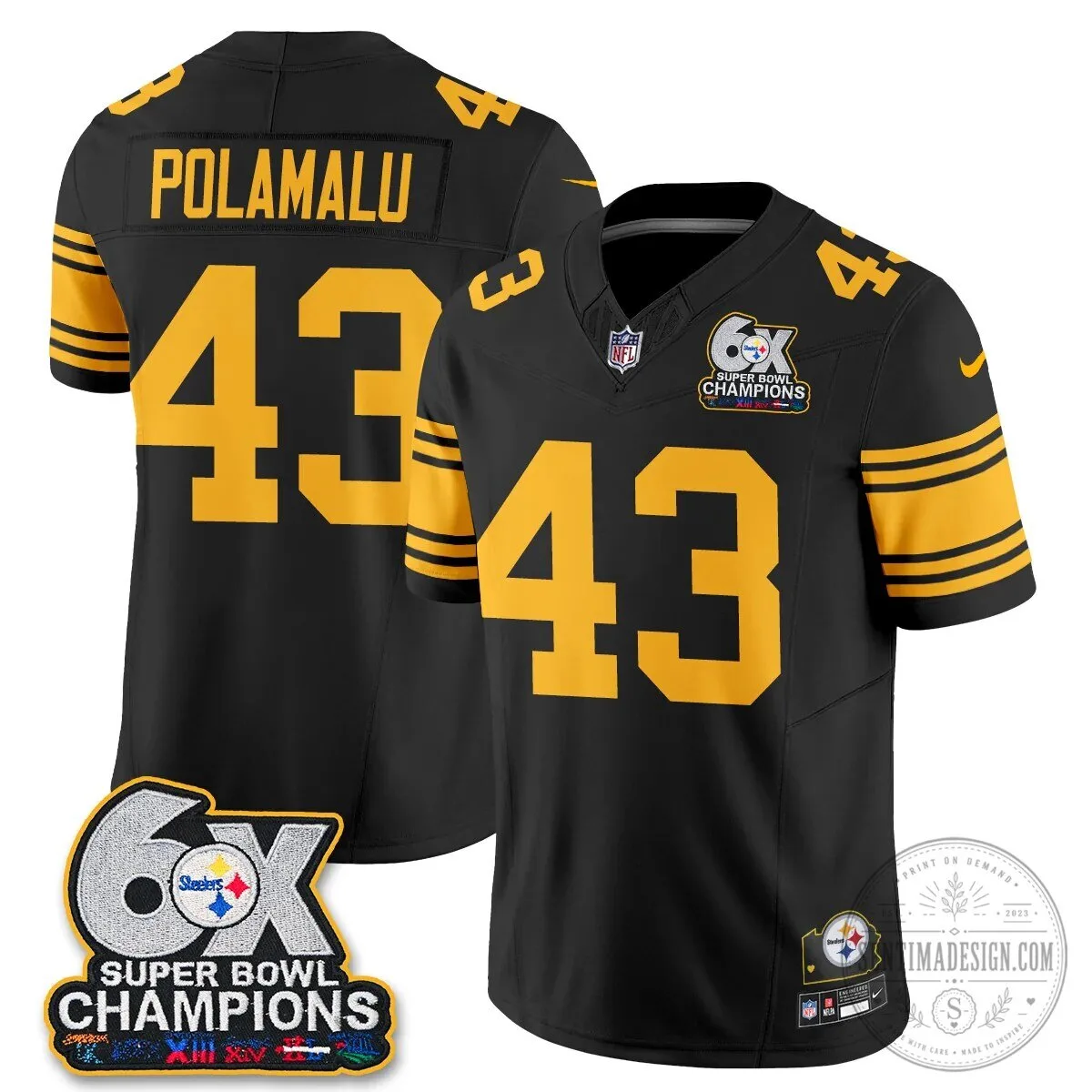 Pittsburgh Steelers TJ Watt Six Times Super Bowl Champions Football Jersey 73 Pittsburgh Steelers TJ Watt Six Times Super Bowl Champions Football Jersey