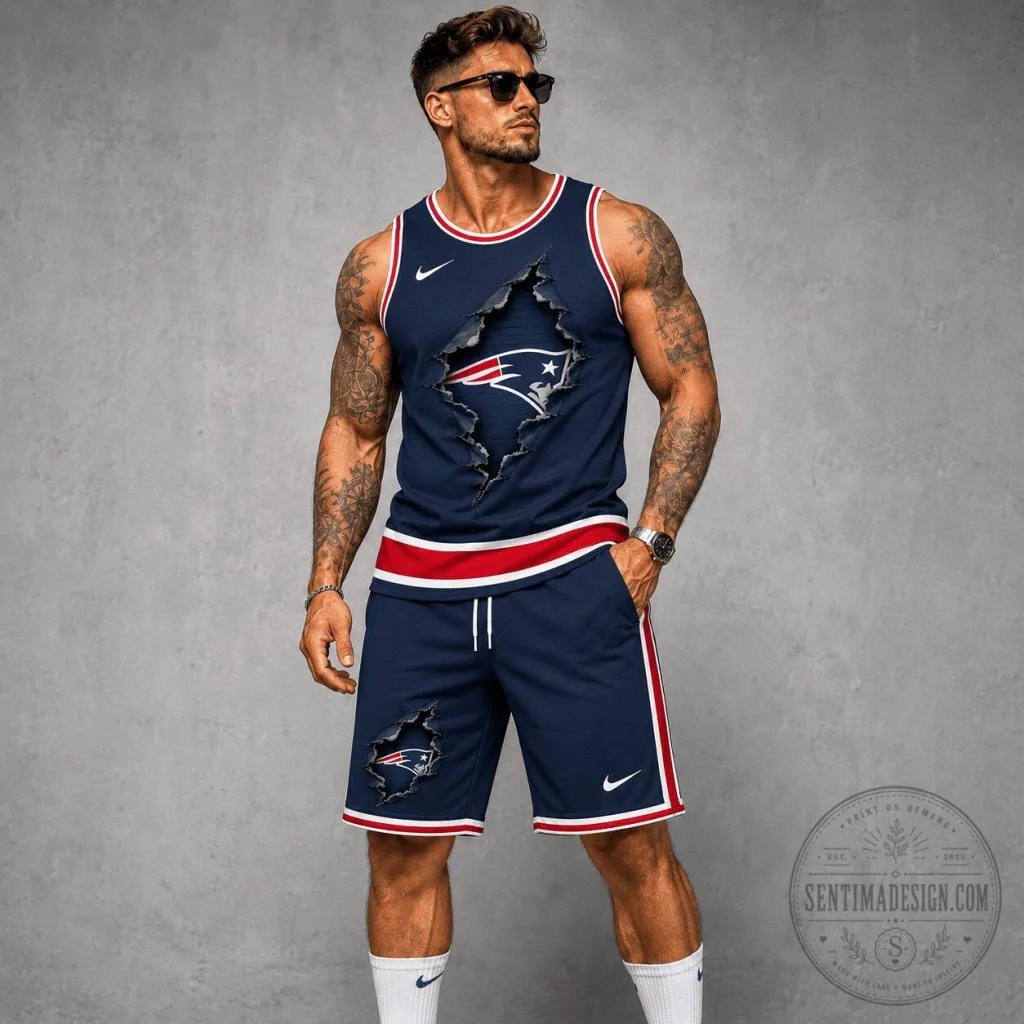 New England Patriots NFL Game Day Navy Blue Tank Top and Shorts Set New England Patriots NFL Game Day Navy Blue Tank Top and Shorts Set