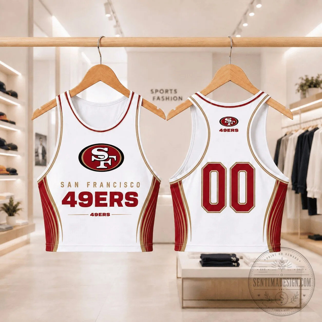 San Francisco 49ers Women's Athletic Flare Crop Top Tank Top