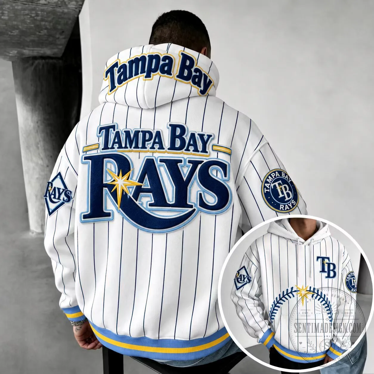 Tampa Bay Rays Baseball Pinstripe Sports Fan Hoodie 1 Tampa Bay Rays Baseball Pinstripe Sports Fan Hoodie