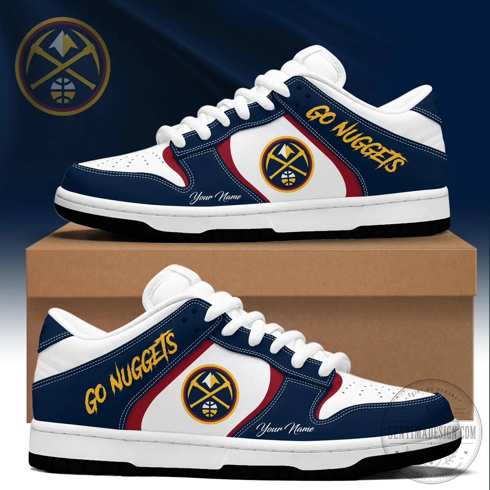 Denver Nuggets Fan Custom Name Go Nuggets Basketball Team Sneakers 2 Denver Nuggets Fan Custom Name Go Nuggets Basketball Team Sneakers