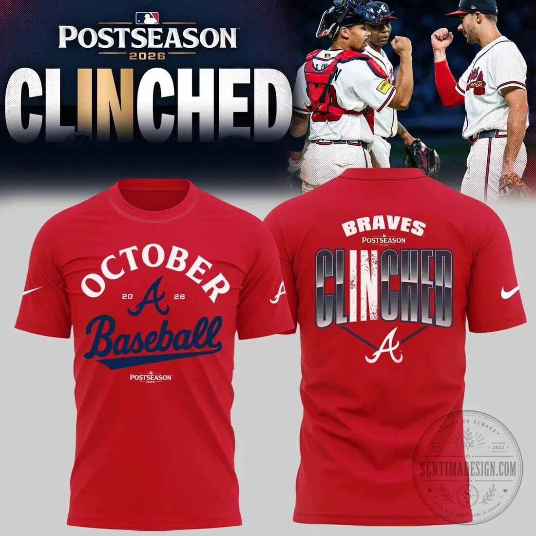Atlanta Braves Postseason 2026 Clinched Baseball Fan T-Shirt