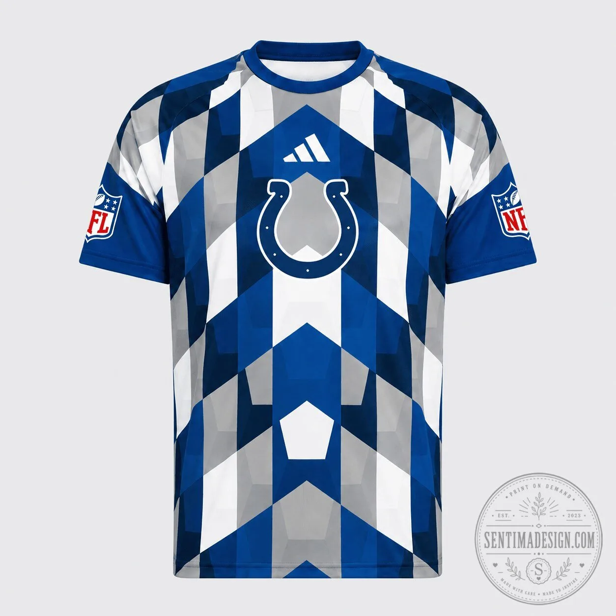 Indianapolis Colts NFL Fan Shirt, Geometric Pattern Performance T-Shirt