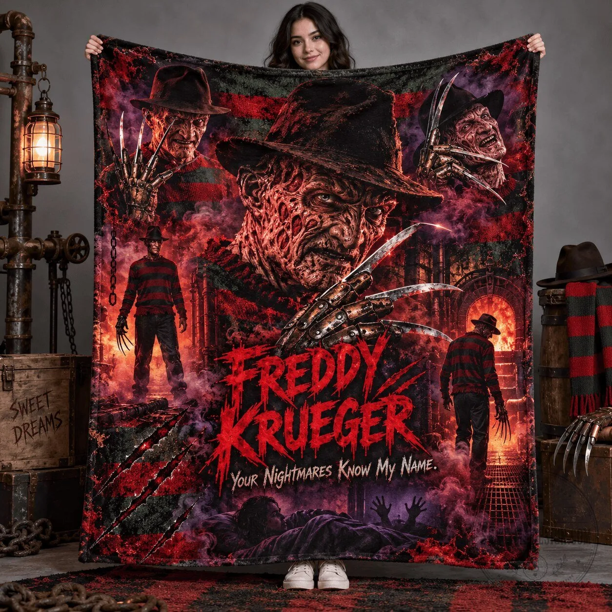 Freddy Krueger Your Nightmares Know My Name Horror Movie Fleece Blanket 5 Freddy Krueger Your Nightmares Know My Name Horror Movie Fleece Blanket