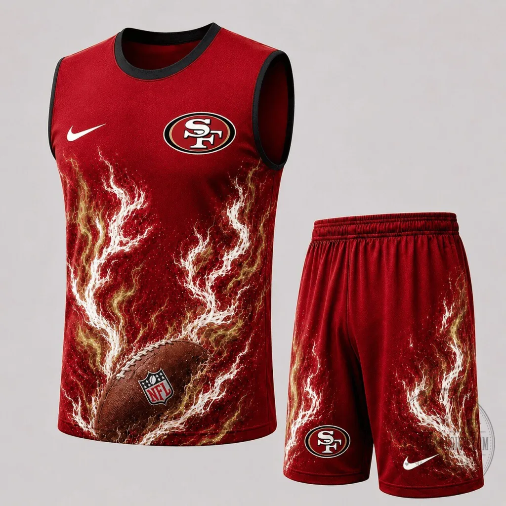 San Francisco 49ers Football Flame Tank Top and Shorts Set San Francisco 49ers Football Flame Tank Top and Shorts Set