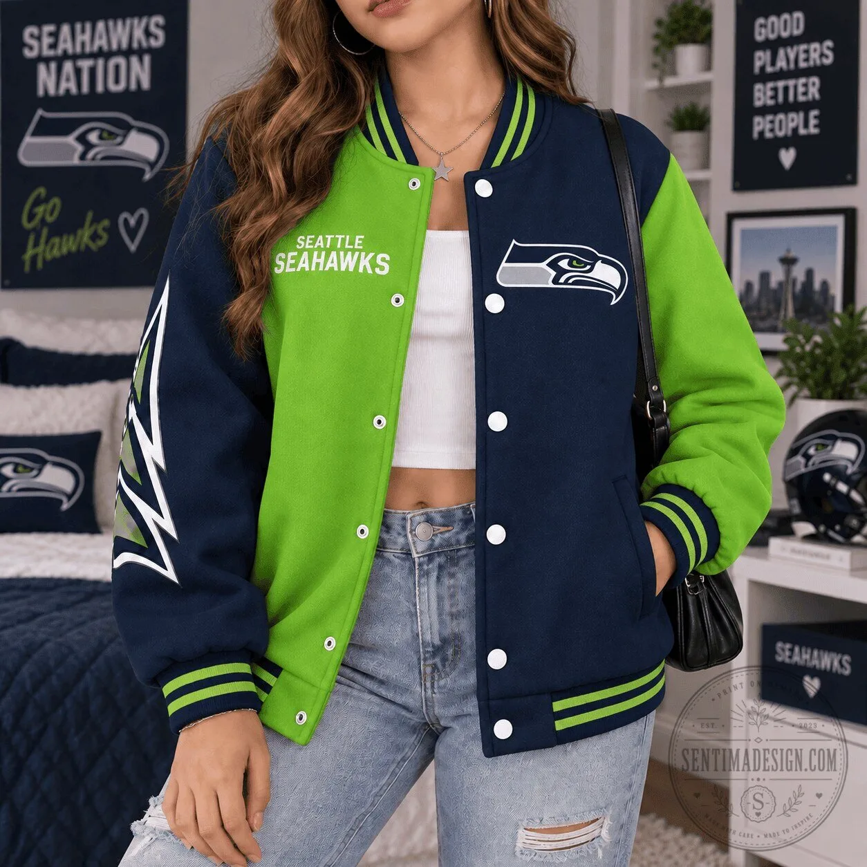Seattle Seahawks Legacy Game Day Bomber Jacket - NFL Team Apparel
