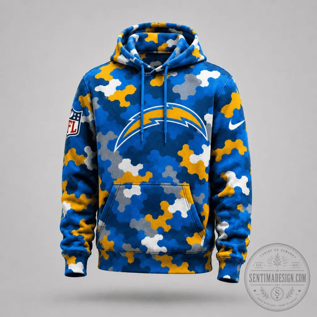Los Angeles Chargers National Football League Camouflage Pattern Hoodie Los Angeles Chargers National Football League Camouflage Pattern Hoodie