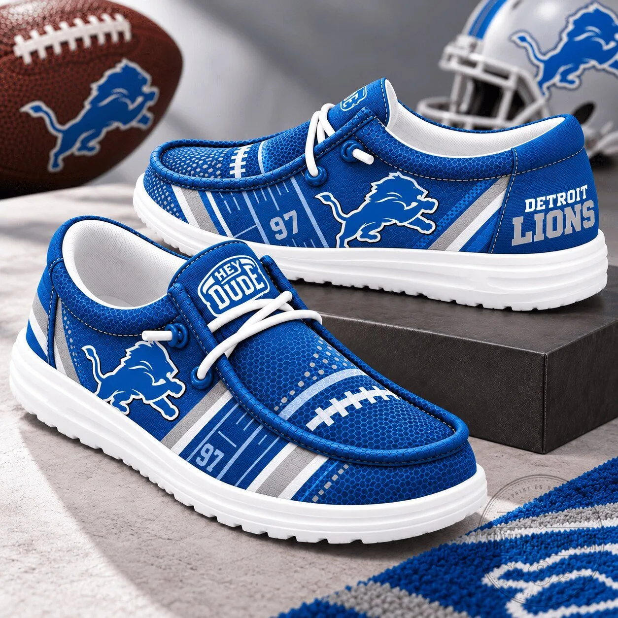 Hey Dude Style Shoes Featuring Detroit Lions Football Team Logo 1 Hey Dude Style Shoes Featuring Detroit Lions Football Team Logo