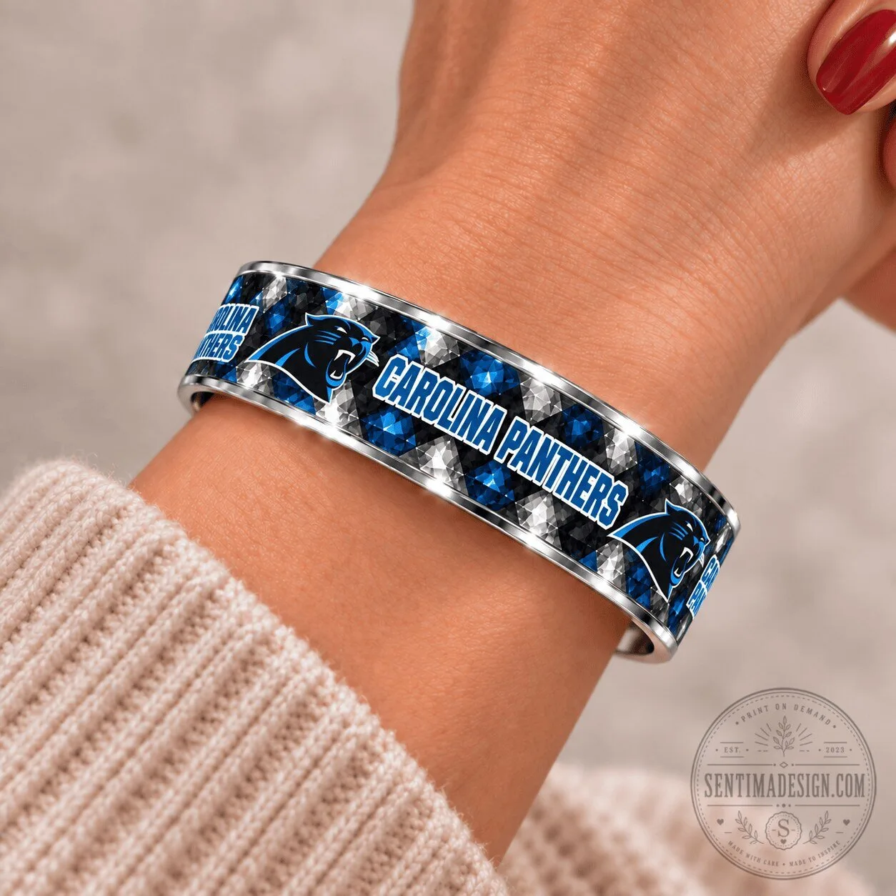 Carolina Panthers National Football League Team Logo Bracelet