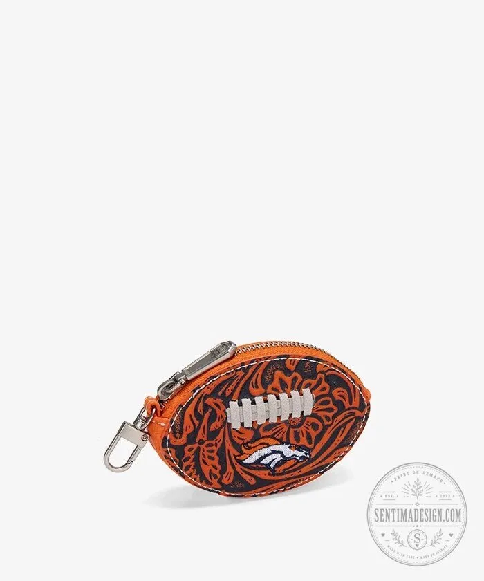 Denver Broncos Football Tooled Leather Style Coin Purse Keychain 8 Denver Broncos Football Tooled Leather Style Coin Purse Keychain