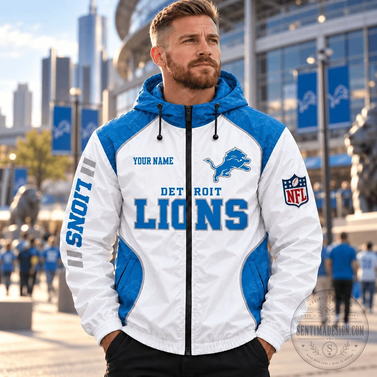 Detroit Lions Fan Personalized Windbreaker Jacket for Men and Women