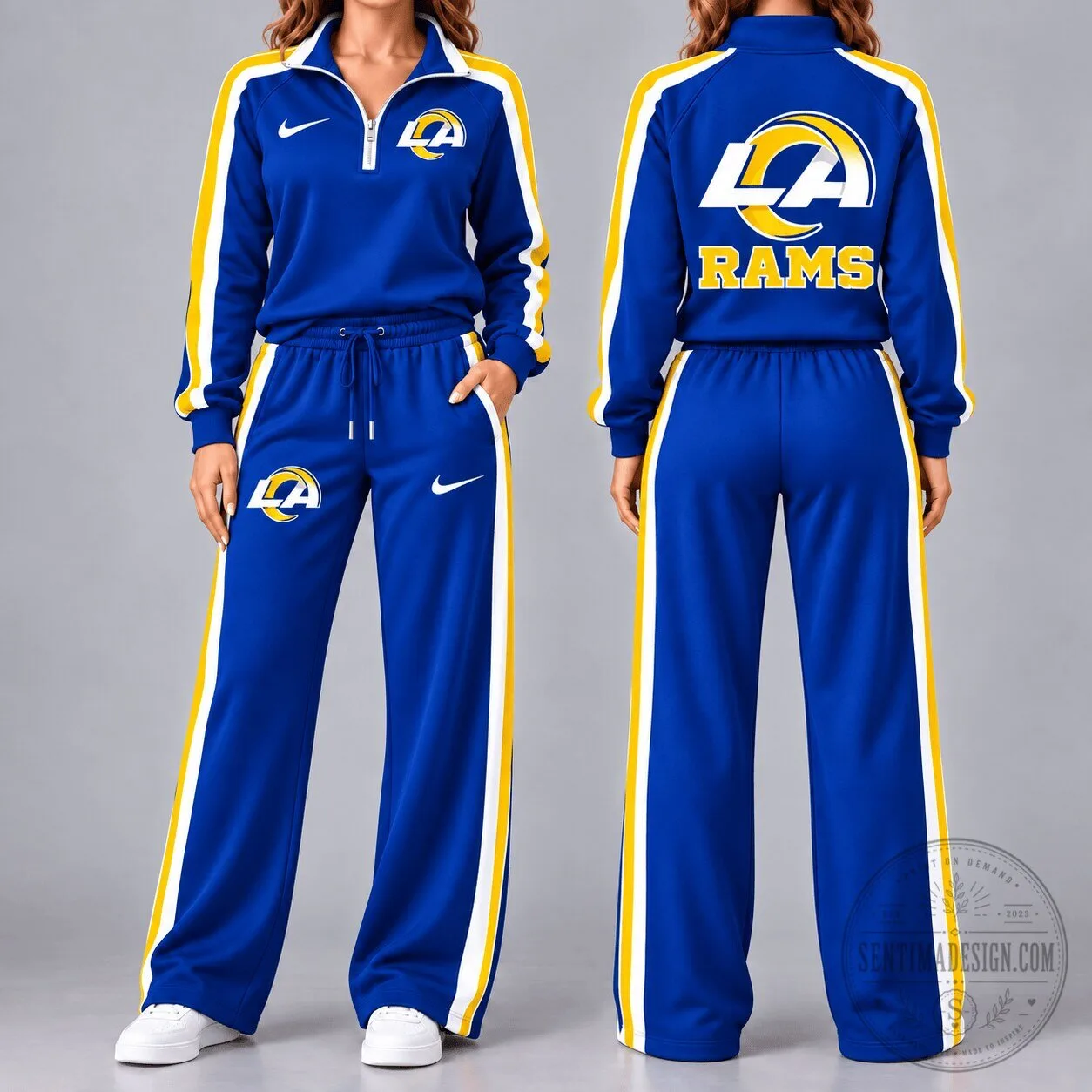 Los Angeles Rams Women's Nike Royal Blue Tracksuit Set with Quarter-Zip Jacket and Pants