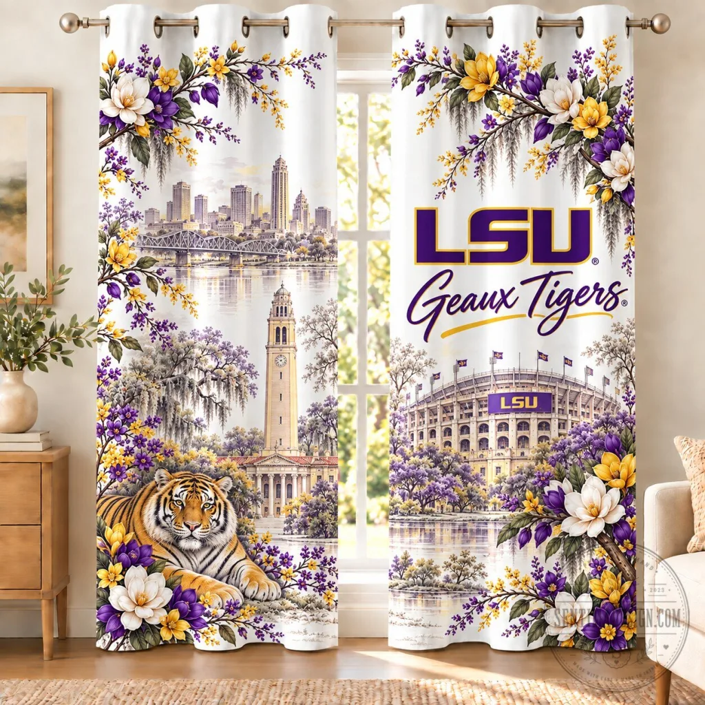 Louisiana State University Tigers Geaux Tigers Football Team Window Curtains Louisiana State University Tigers Geaux Tigers Football Team Window Curtains