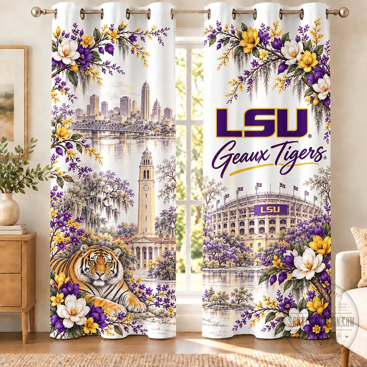 Louisiana State University Tigers Geaux Tigers Football Team Window Curtains