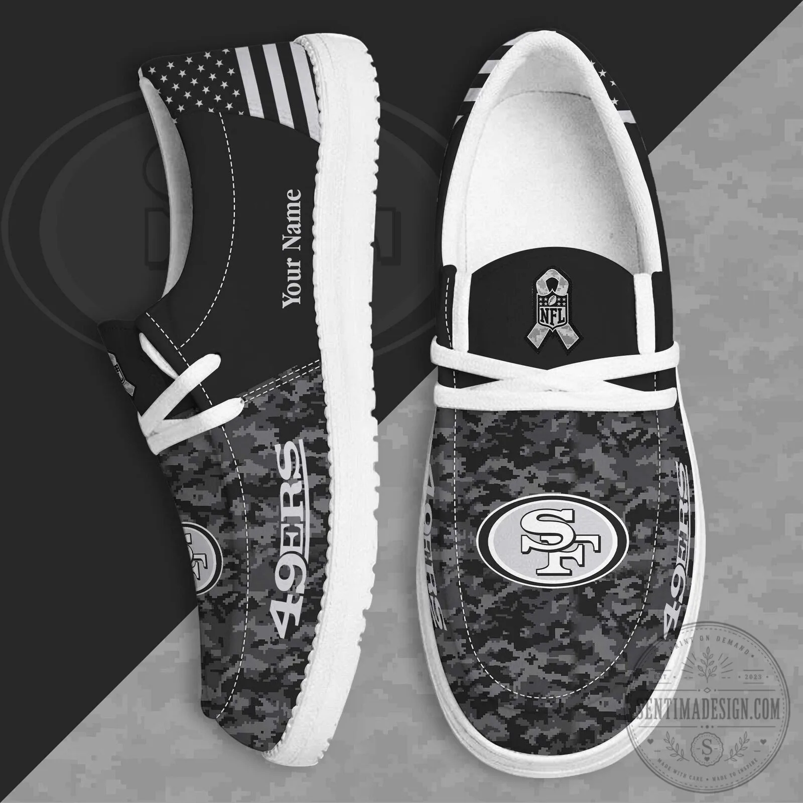 San Francisco 49ers Salute To Service Custom Name Shoes