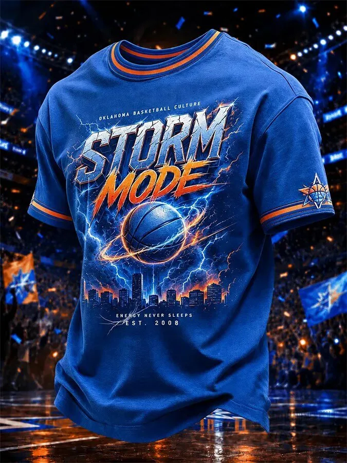 Oklahoma Basketball Fan Shirt Storm Mode Energy Never Sleeps T-Shirt