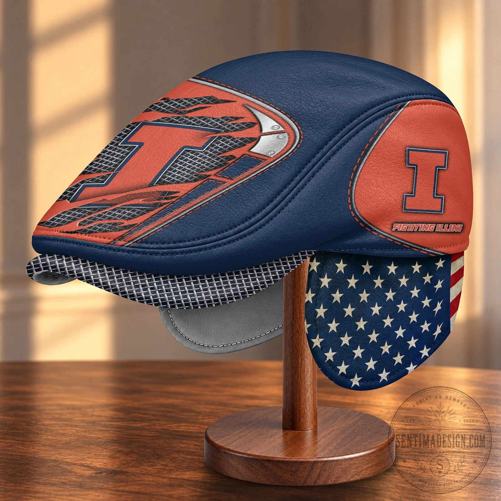 Illinois Fighting Illini NCAA Flat Cap with Foldable Ear Flaps