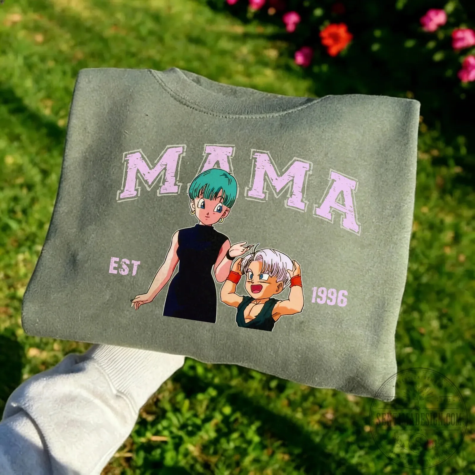 Dragon Ball Z Bulma and Trunks Mama Est 1996 Graphic Sweatshirt