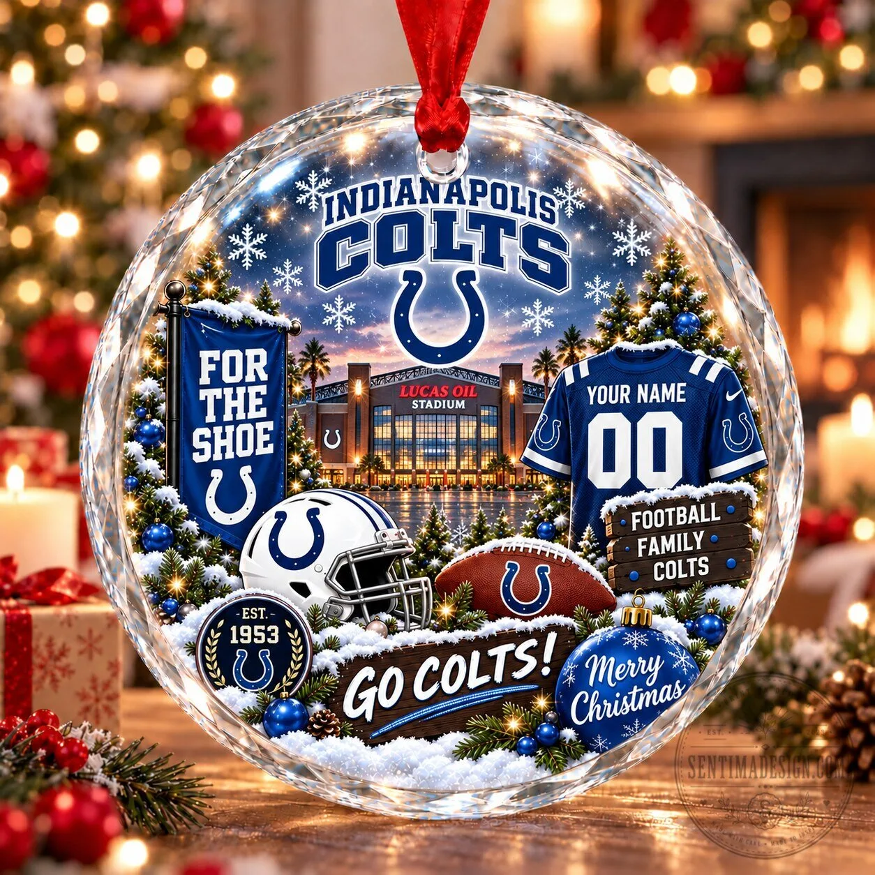 Indianapolis Colts Football Christmas Stadium Snow Vibe Glass Ornament 1 Indianapolis Colts Football Christmas Stadium Snow Vibe Glass Ornament