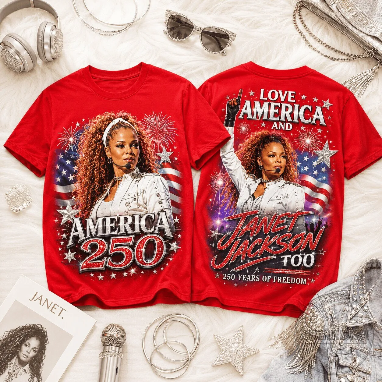 Janet Jackson Love America And Janet Jackson Too Fourth of July T-Shirt