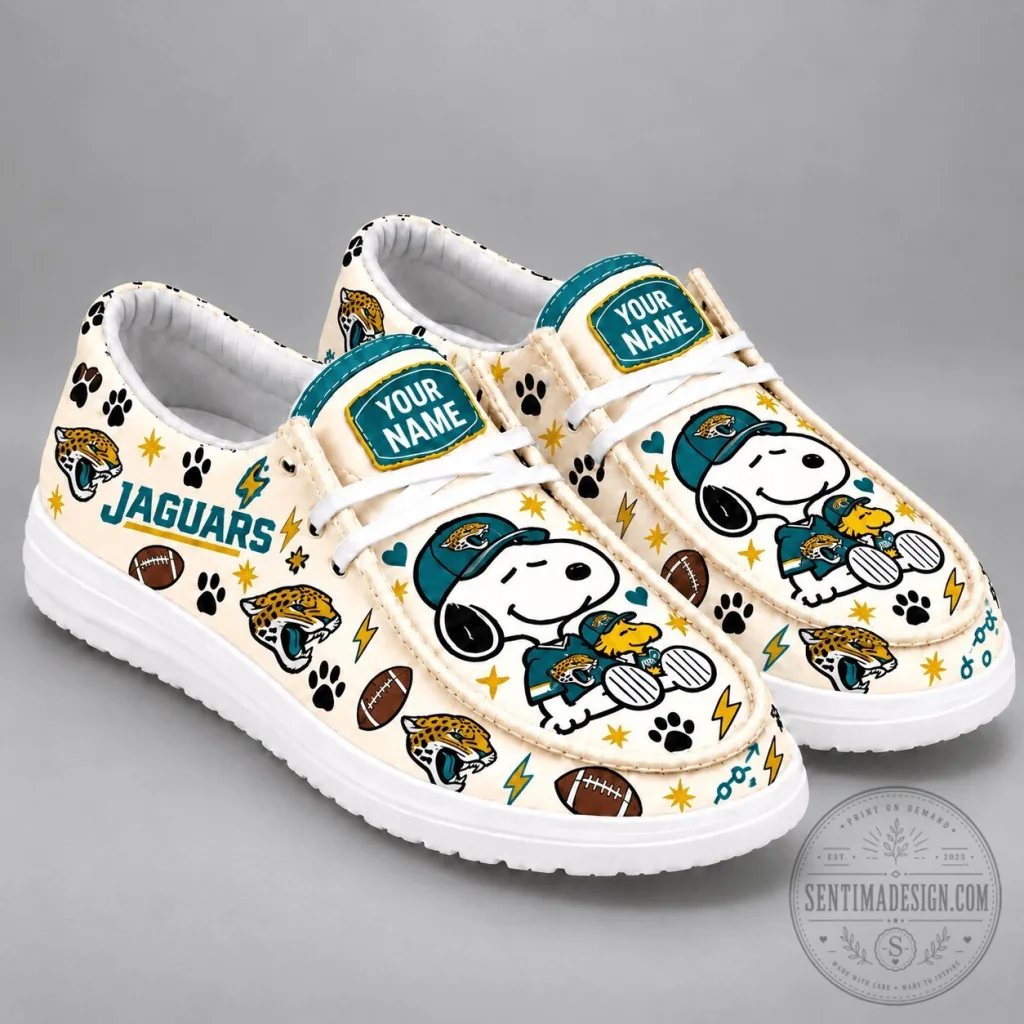 Jacksonville Jaguars Snoopy Personalized Hey Dude Shoes Jacksonville Jaguars Snoopy Personalized Hey Dude Shoes