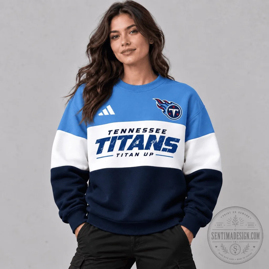 tennessee-titans-national-football-league-team-logo-color-block-crewneck-sweatshirt-featured Tennessee Titans National Football League Team Logo Color Block Crewneck Sweatshirt