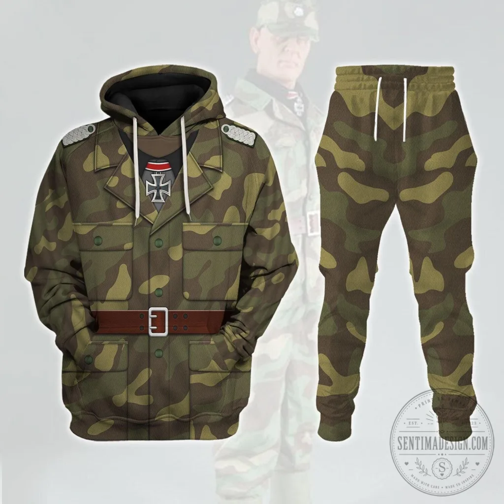 Historical German Camouflage Military Uniform Hoodie and Jogger Pants Set Historical German Camouflage Military Uniform Hoodie and Jogger Pants Set