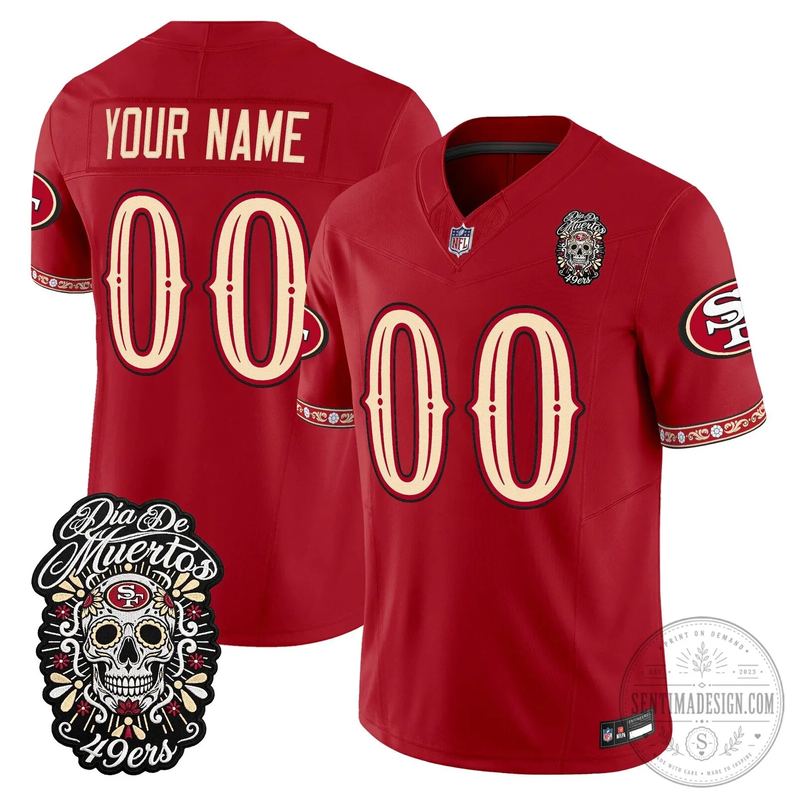 San Francisco 49ers Dia de los Muertos Football Jersey