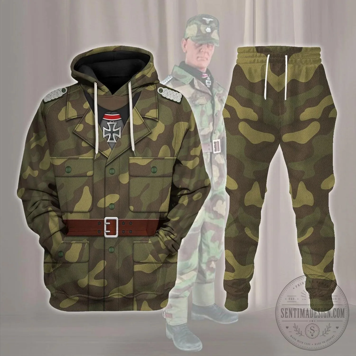 German Wehrmacht Military Camouflage World War II Uniform Hoodie
