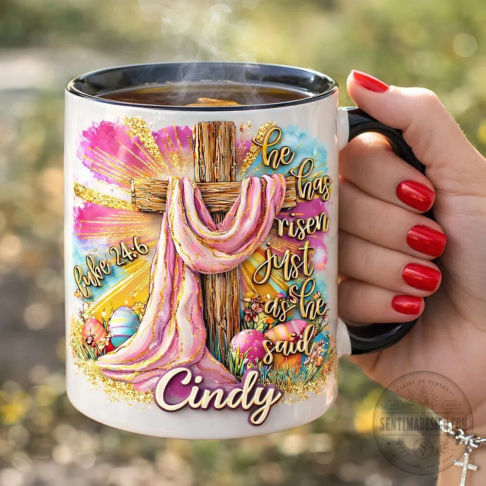 He Has Risen Just As He Said Christian Easter Cross Personalized Mug