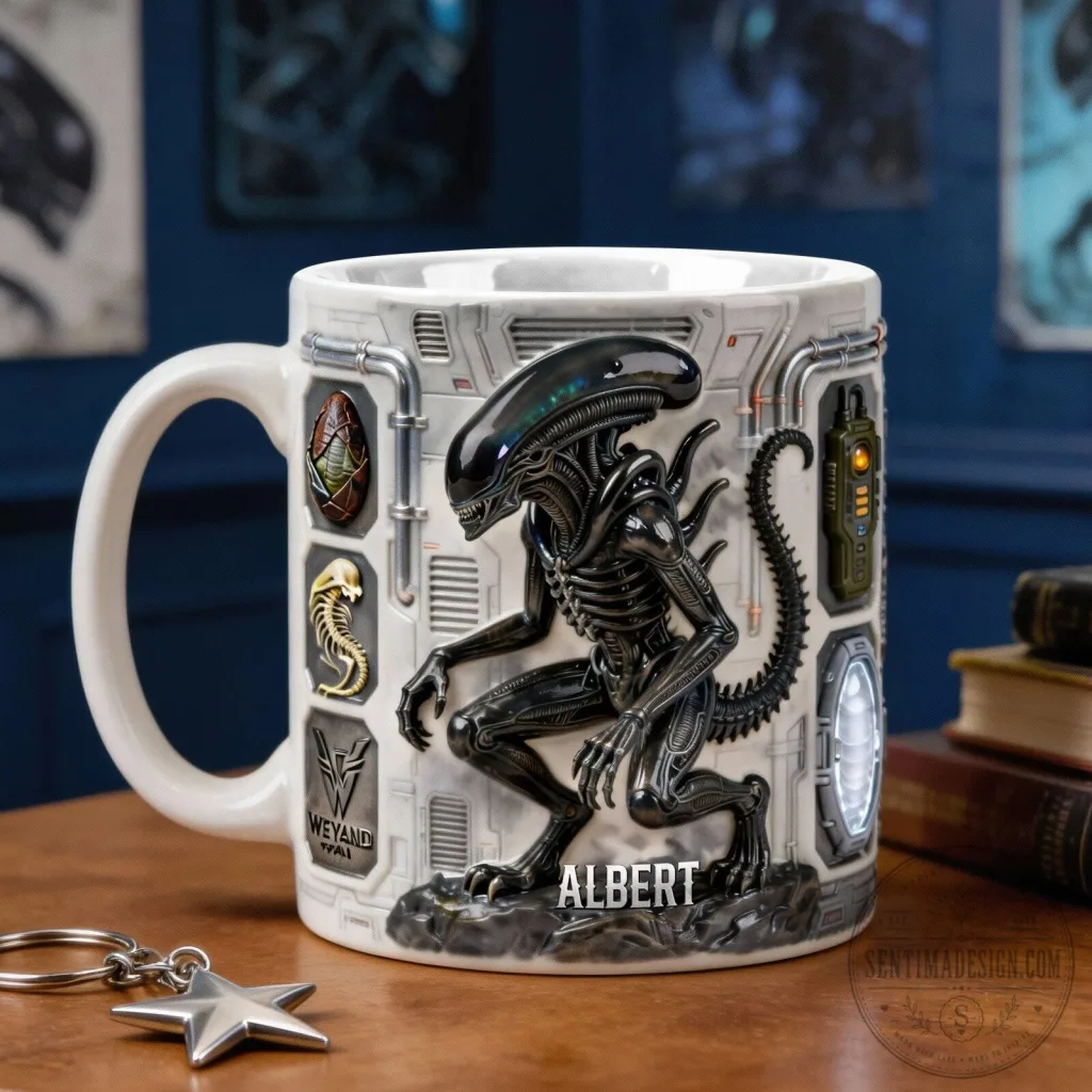 Alien Xenomorph Creature 3D Sculpted Ceramic Coffee Mug Alien Xenomorph Creature 3D Sculpted Ceramic Coffee Mug