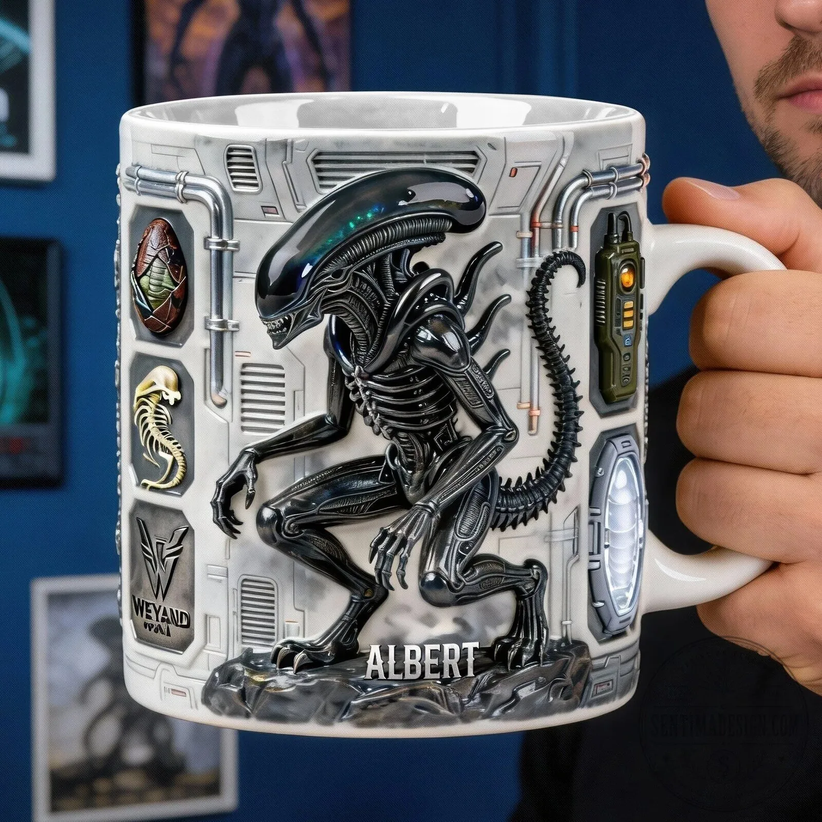 Alien Xenomorph Creature 3D Sculpted Ceramic Coffee Mug 8 Alien Xenomorph Creature 3D Sculpted Ceramic Coffee Mug