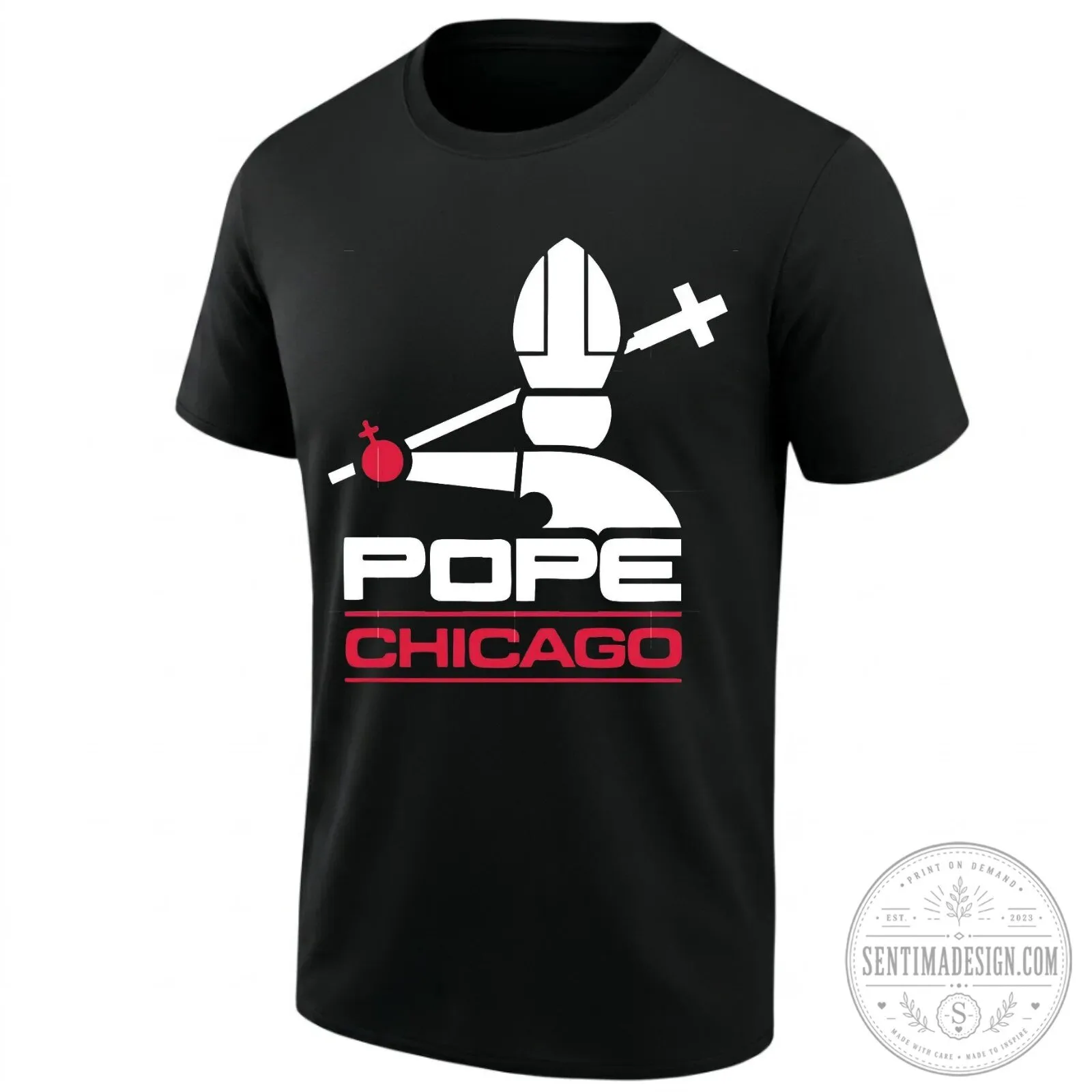 Pope Chicago White Sox Baseball Logo Black Short Sleeve T-Shirt