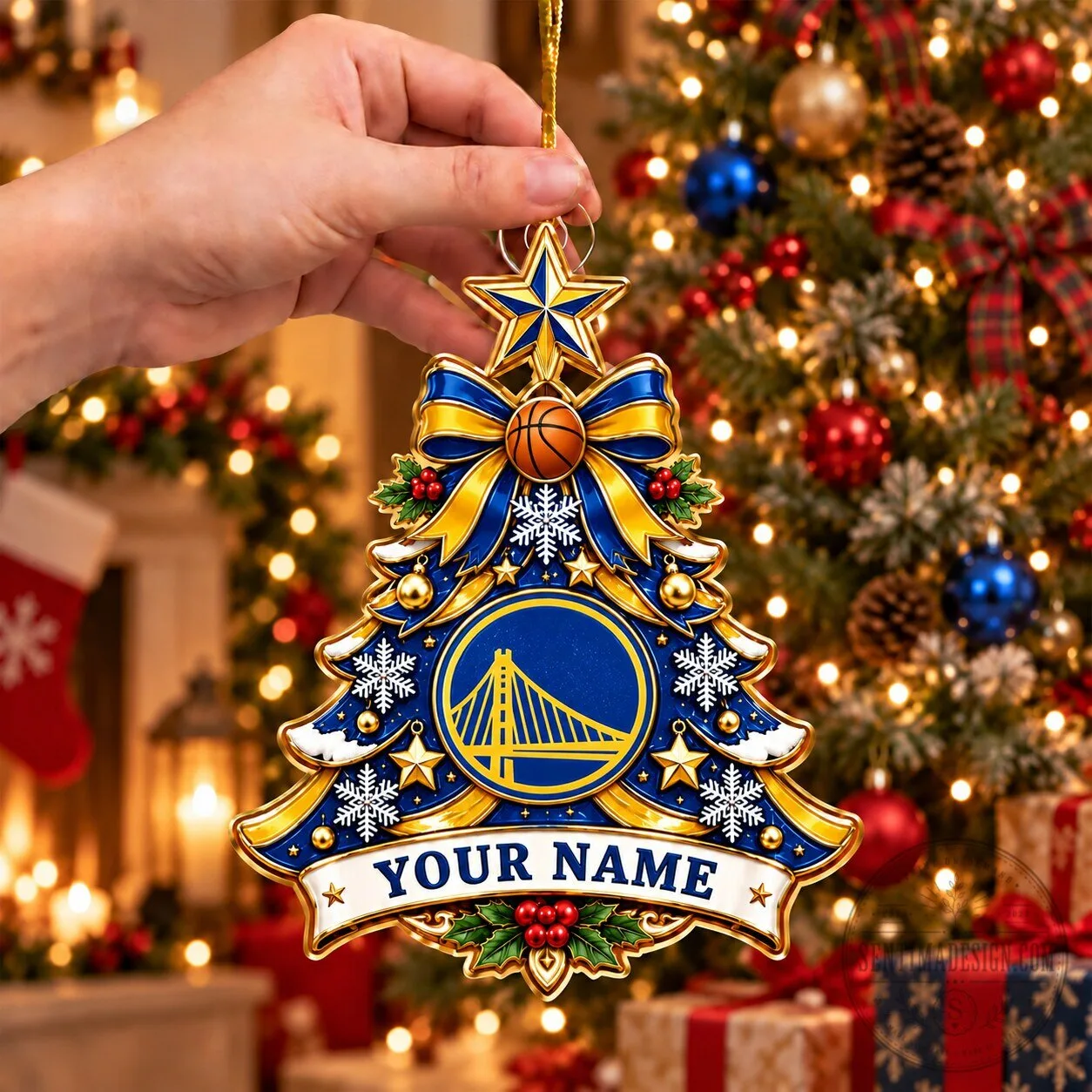 Golden State Warriors Personalized Christmas Tree Ornament
